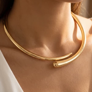 Sleek Teardrop Bypass Collar Choker Necklace