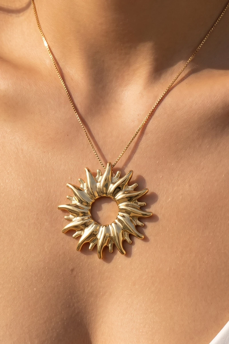 Sunburst Open Center Pendant Necklace