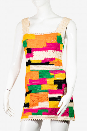 Abstract Knit Rectangle Pattern Sun Dress