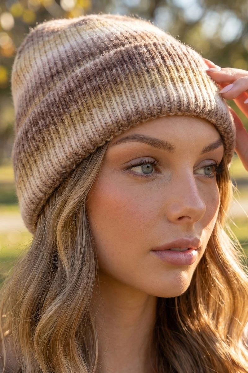 Stripe Shaded Knit Beanie