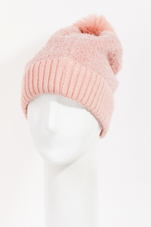 Teddy Knit Pom Beanie