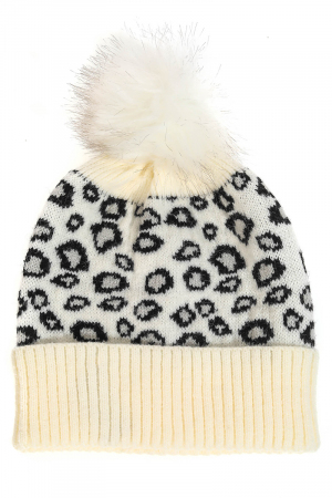 Leopard Print Pom Beanie