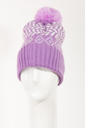 Zig Zag Pattern Pom Beanie