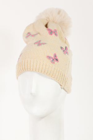 Butterfly Pom Beanie