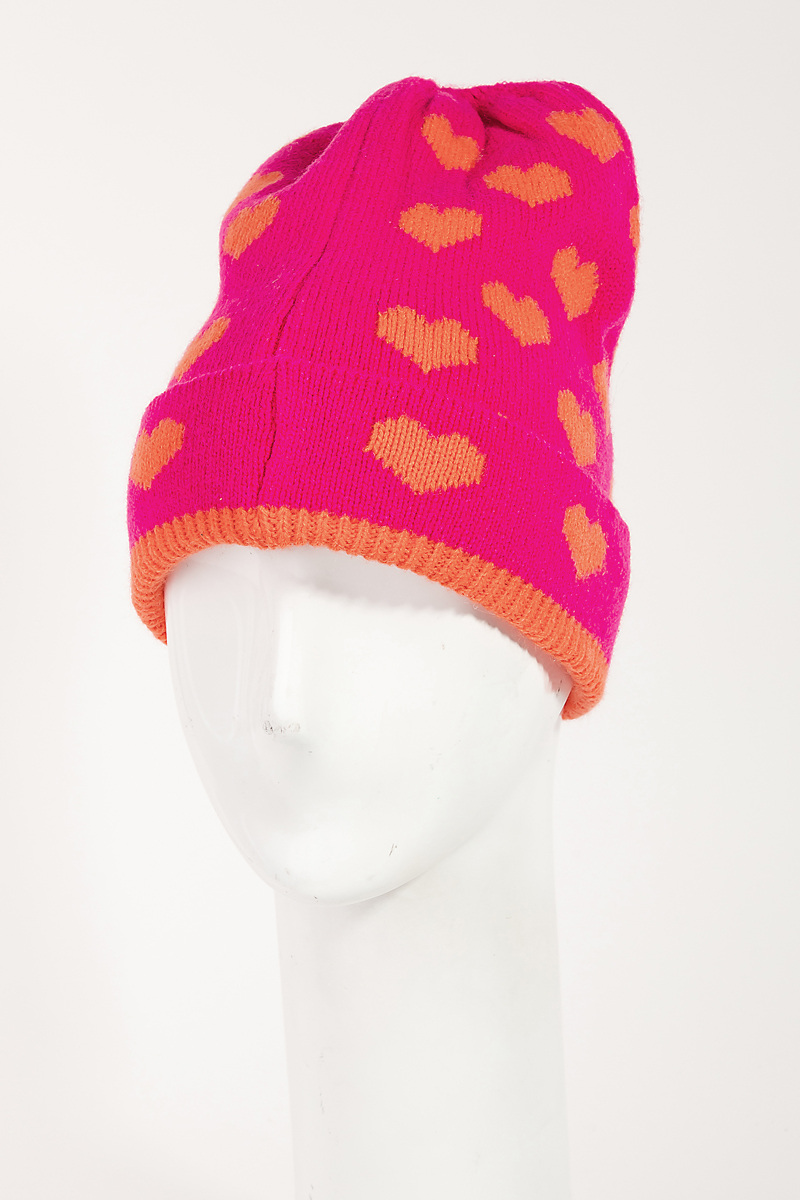 Heart Print Beanie