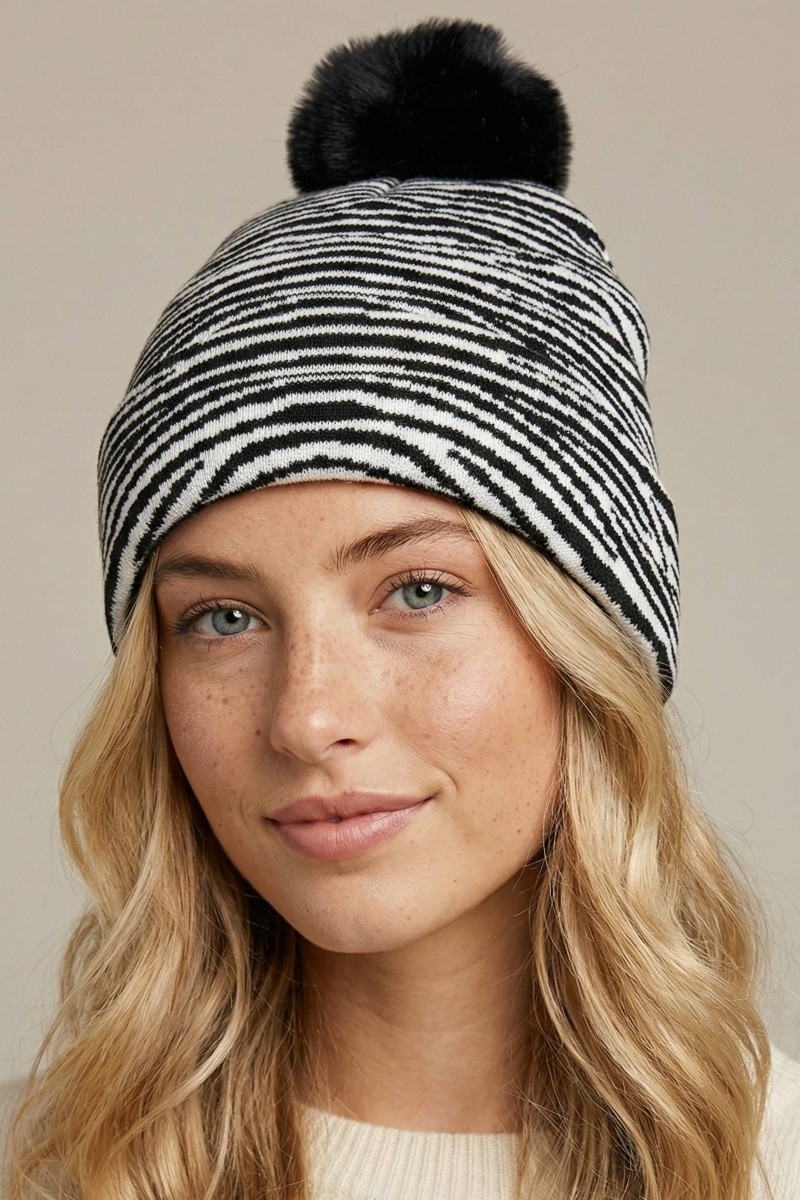 Zebra Striped Beanie