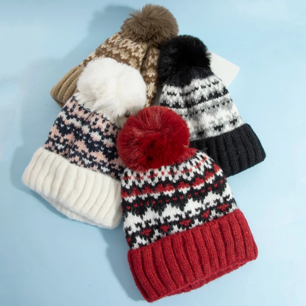 Warm Winter Theme Pom Beanie