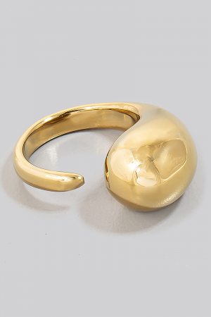 Large Metallic Tear Wrap Around Open Band Ring