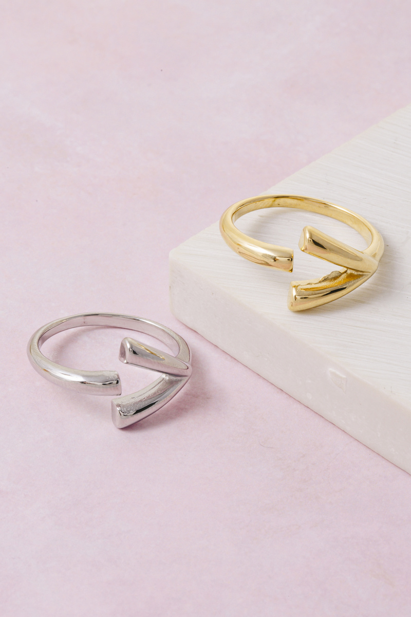 Gold Dipped Enamel Octagon Flat Top Cz Ring