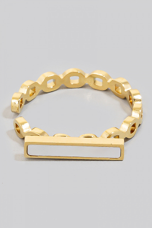 Seashell Bar Solid Metallic Chain Band Ring