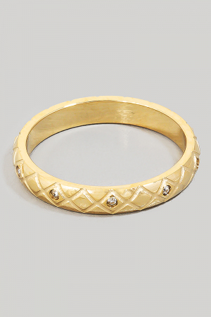 Engraved Pattern And Rhinestones Open Band Ring