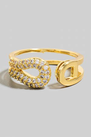 Pave And Solid Layered Loop Open Band Ring