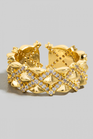 Intricate Paved X Open Band Ring