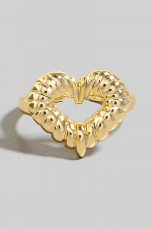 Textured Heart Open Band Ring