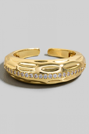 Textured Pave Row Open Band Ring