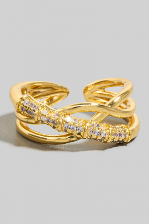 Intricate Layered Pave Row Open Band Ring