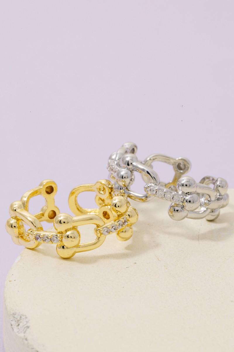 Rhinestone Horseshoe Chain Link Ring