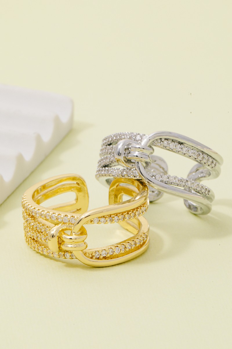 Pave Rhinestone Knot Ring