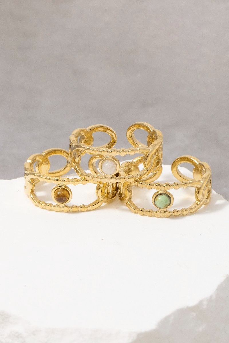 Gold Dipped Stainless Steel Chain Link Cuff Bracelet