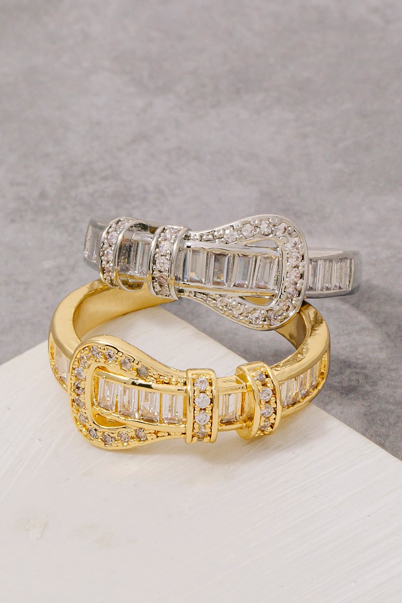 Cz Baguette Belt Ring