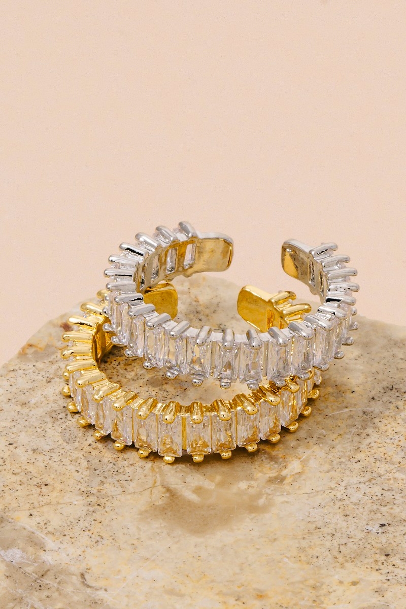 Cz Baguette Adjustable Ring