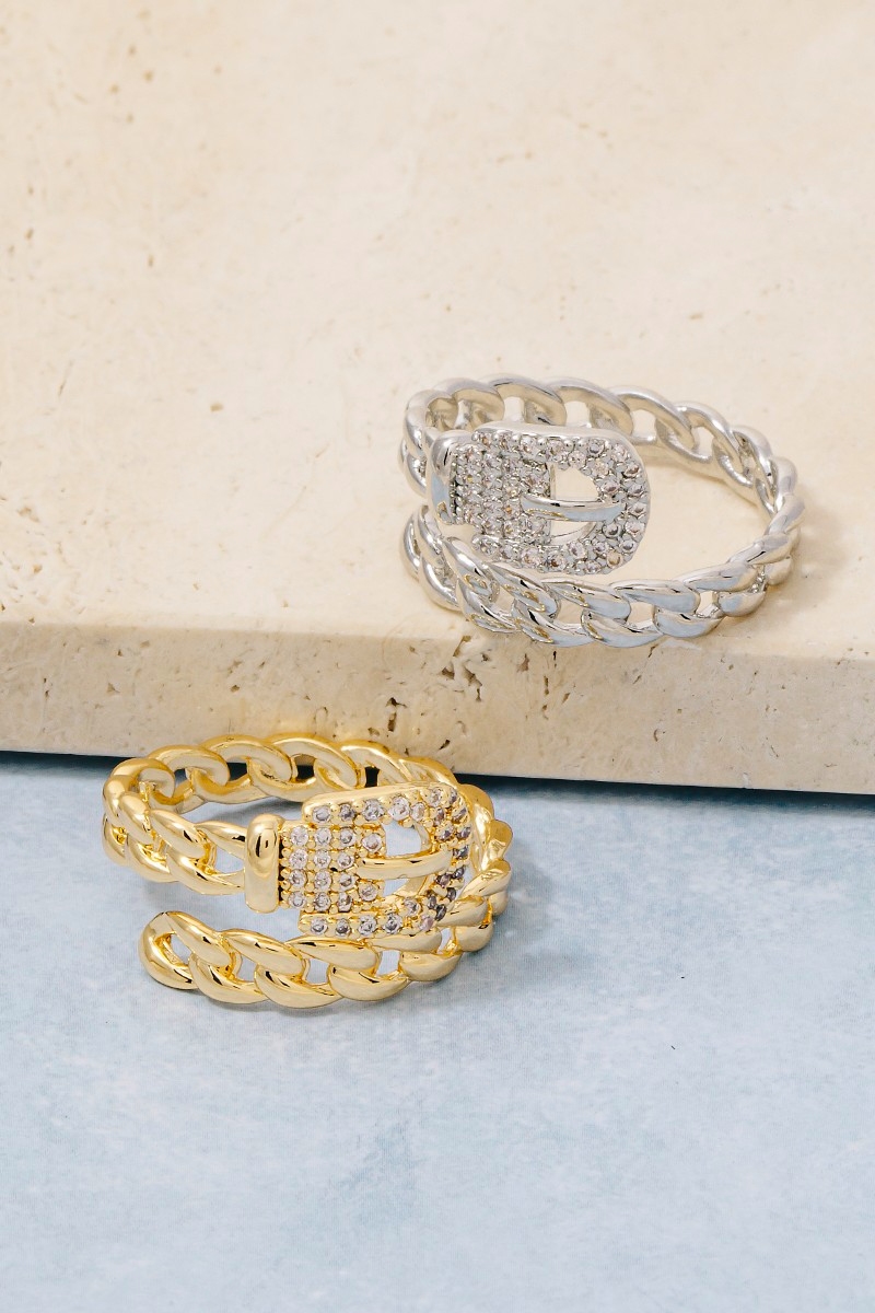 Pave Belt Buckle Chain Ring