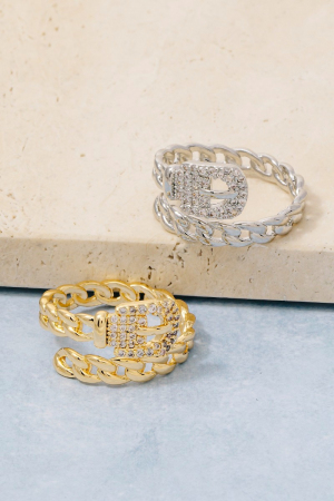 Pave Belt Buckle Chain Ring