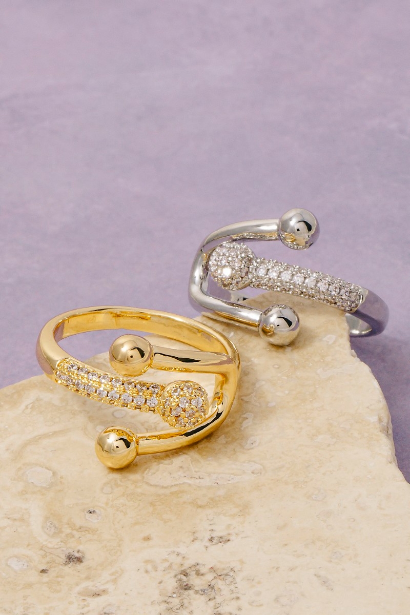 Pave Accent Open Fashion Ring