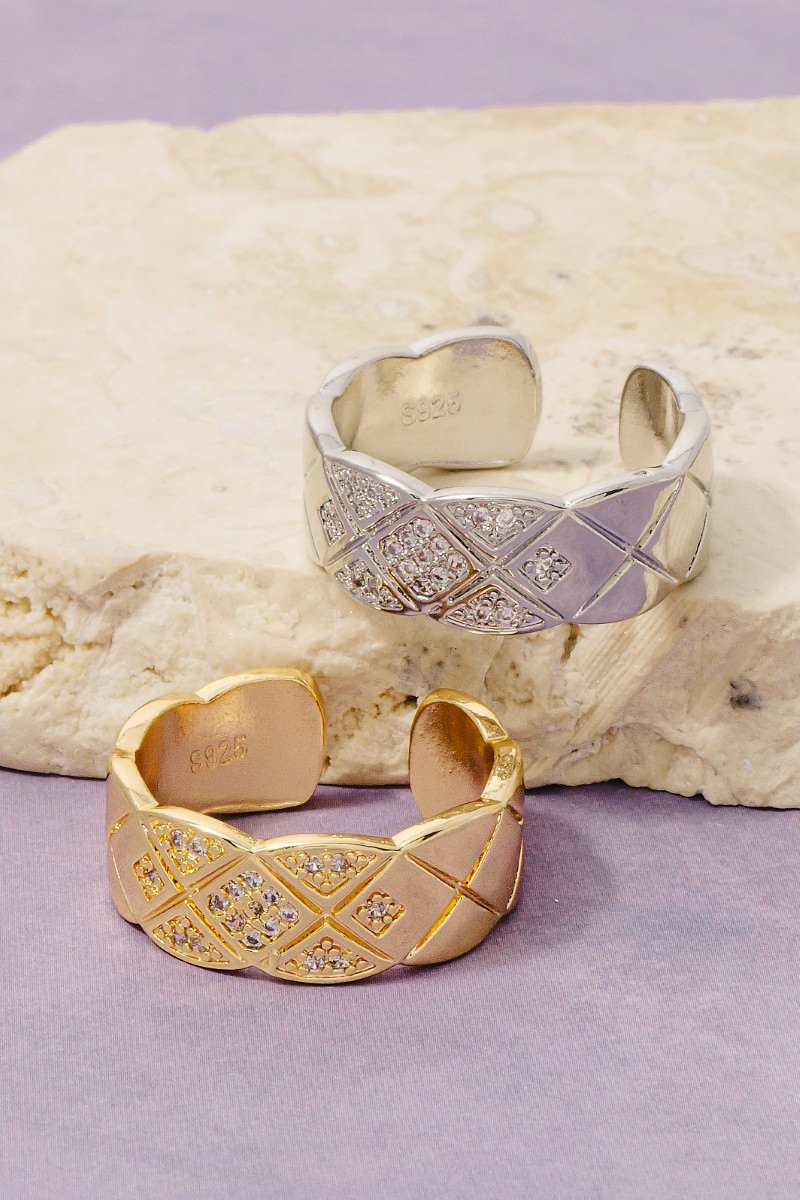 Pave Quilted Statement Ring