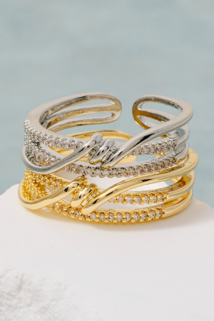 Pave Triple Row Twist Fashion Ring