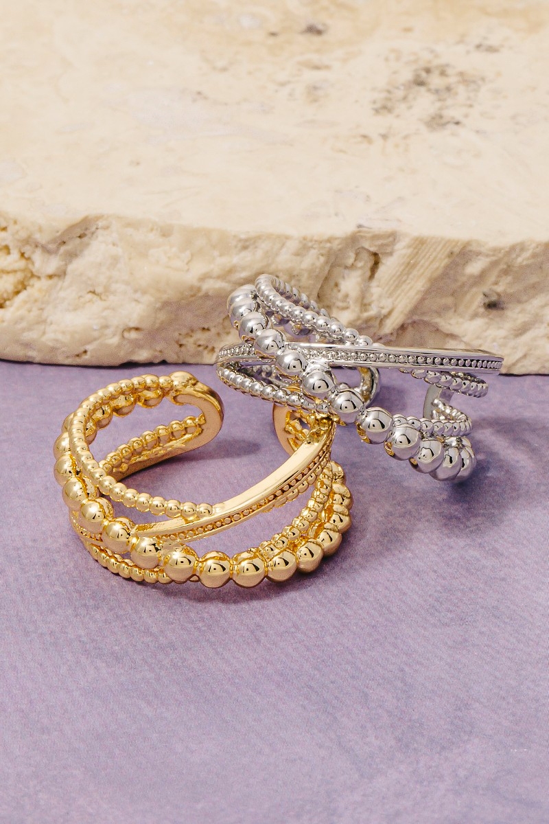 Ball Beaded Multi Row Twist Fashion Ring