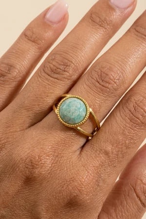 Round Stone Textured Nugget Band Ring