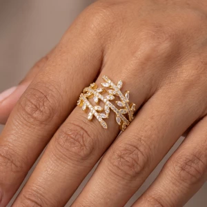 Marquise Cz Laurel Leaf Branch Open Ring