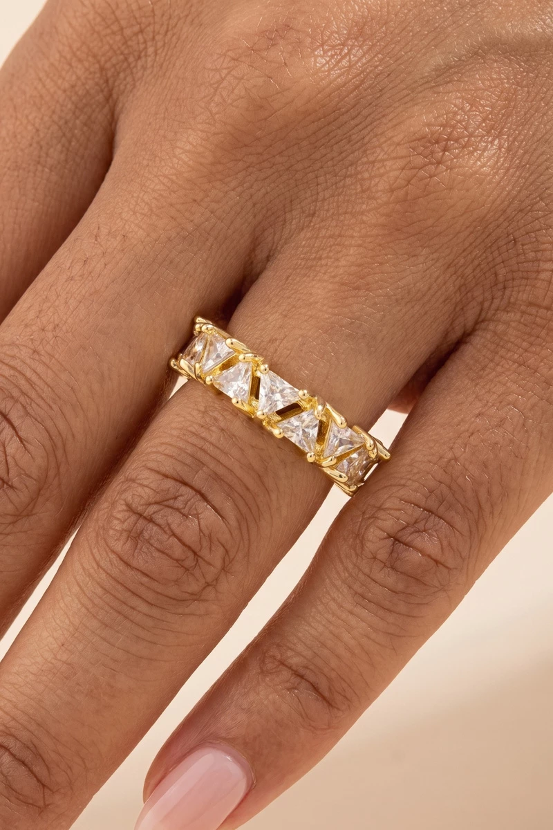 Trillion Cz Adjustable Open Band Ring