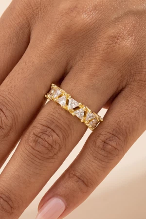 Trillion Cz Adjustable Open Band Ring