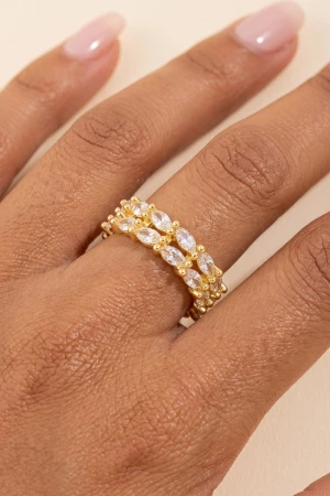 Double Row Marquise Cz Vine Open Ring
