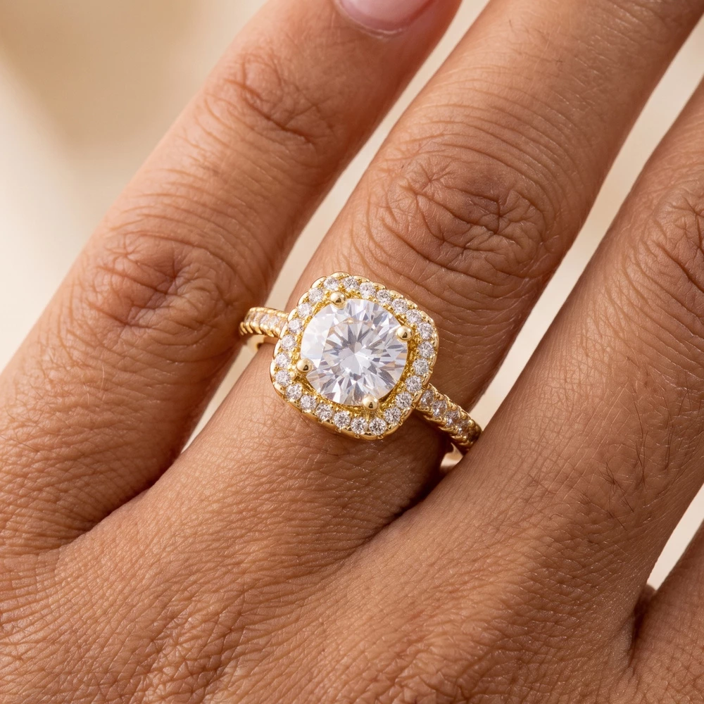 Cushion Halo Cz Solitaire Rope Band Ring