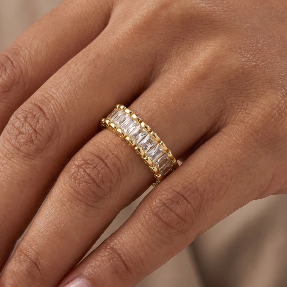 Baguette Cz Prong Set Eternity Band Ring