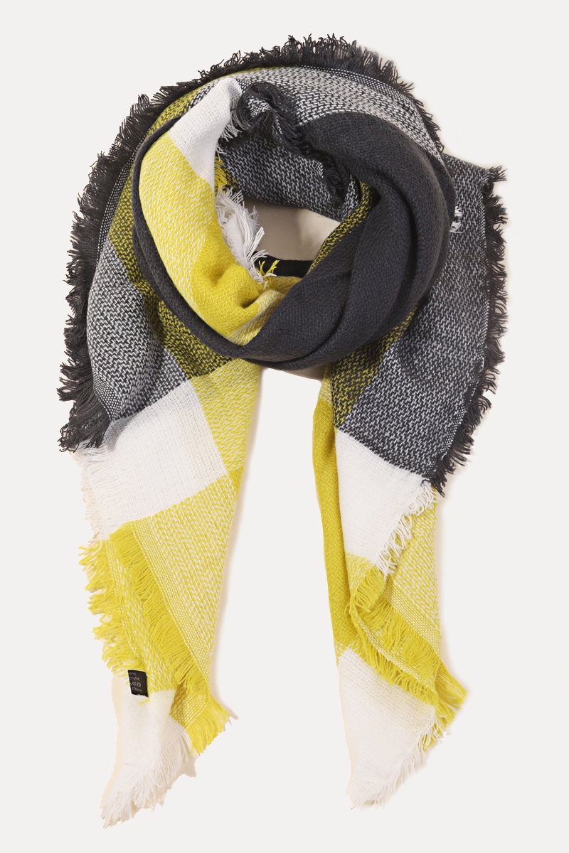 Lime Plaid Oblong Scarf