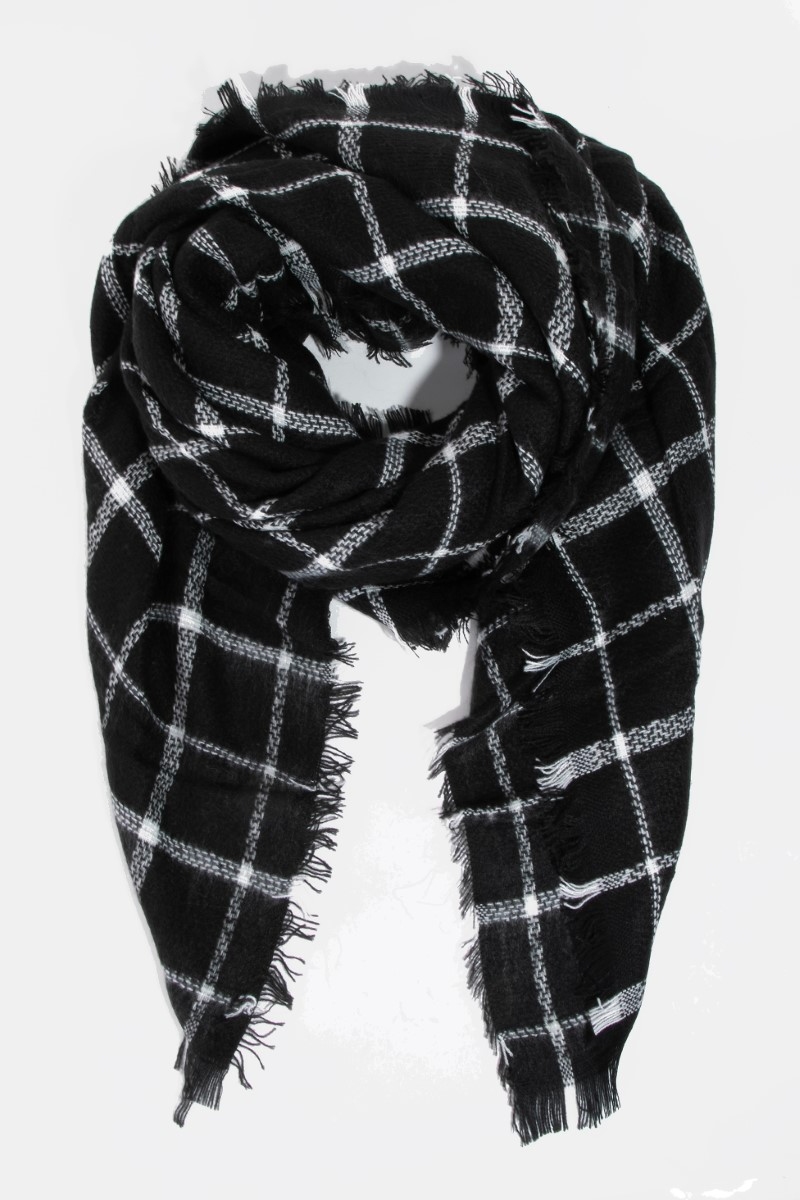Soft Oblong Plaid Scarf