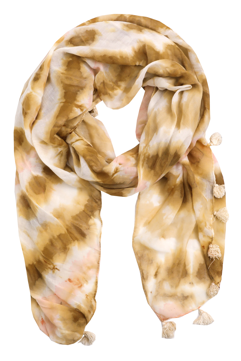 Tie Dye Oblong Tassel Fringe Scarf
