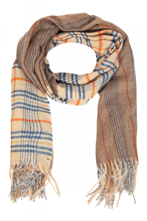 Double Pattern Plaid Striped Oblong Scarf