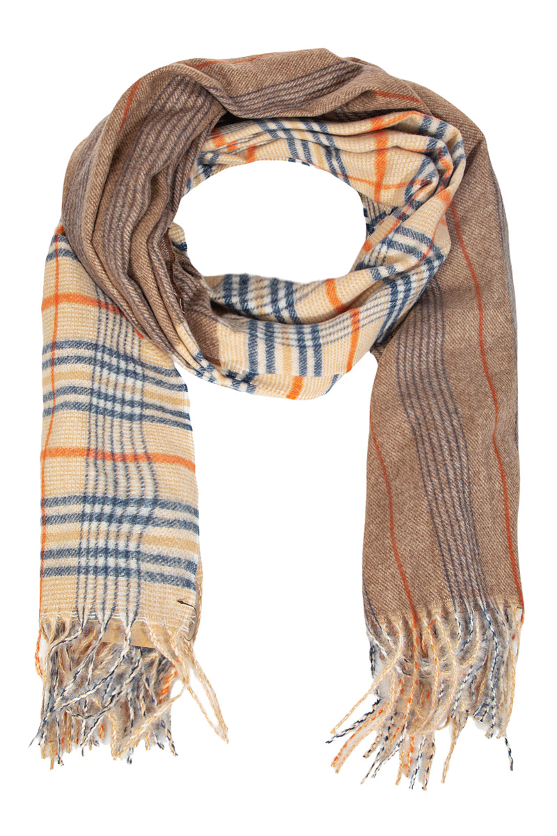 Double Pattern Plaid Striped Oblong Scarf