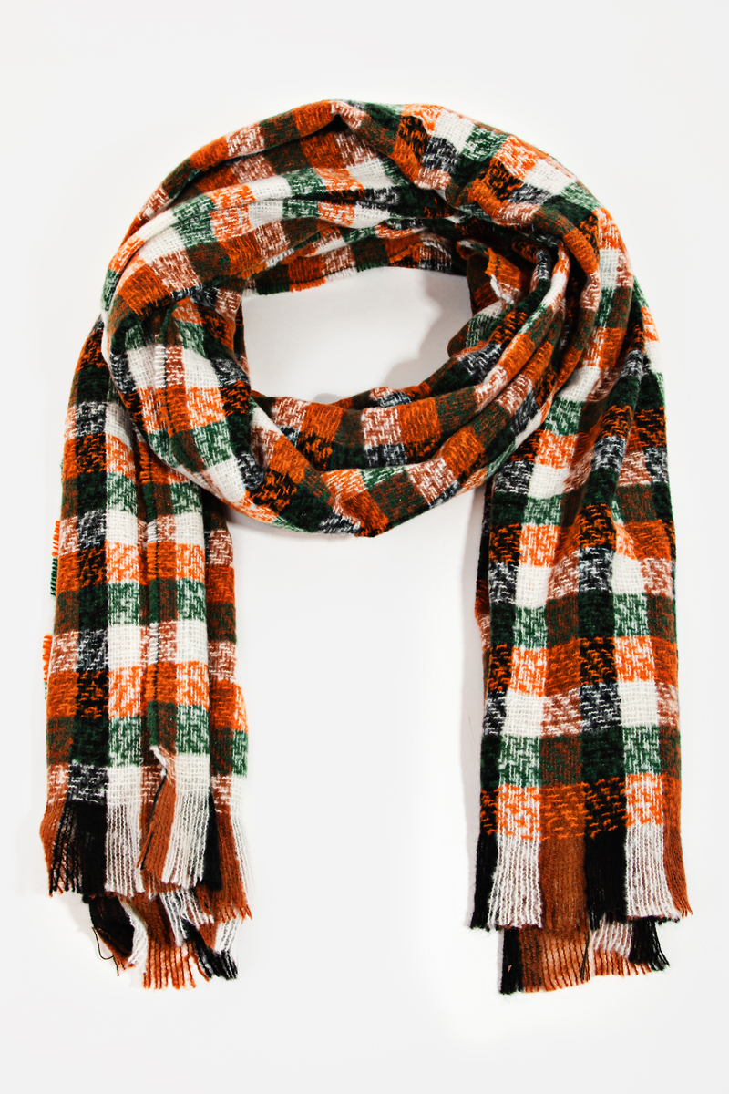 Checker Striped Oblong Scarf
