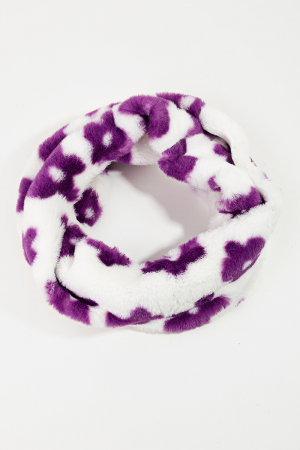 Fur Flower Print Infinity Scarf