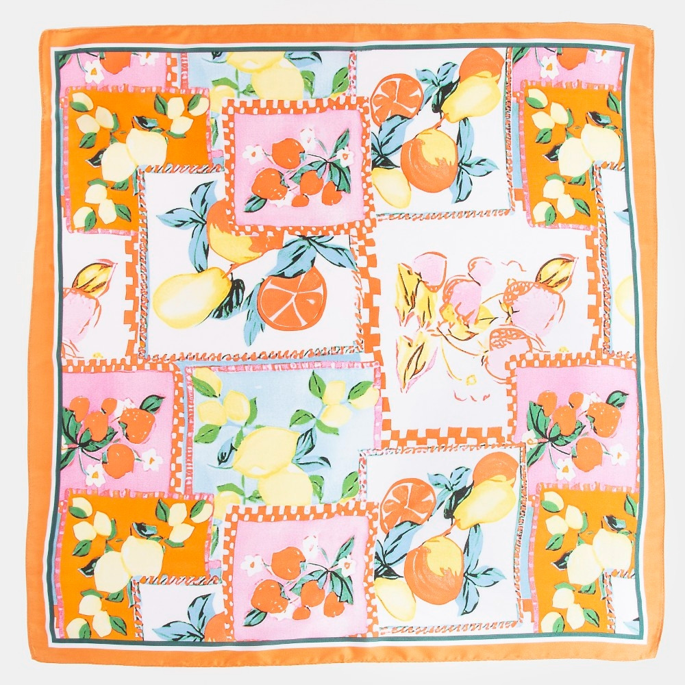 Assorted Fruits Print Square Bandana Scarf