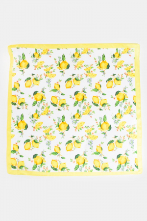 Lemons And Flowers Print Square Bandana Scarf