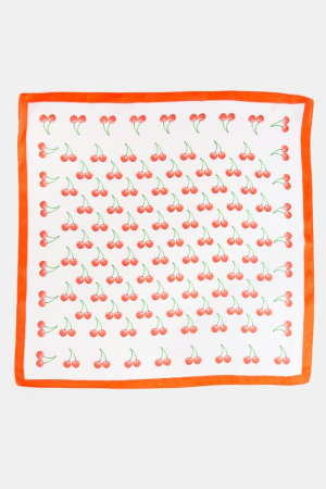 Cherry Print Red Border Square Bandana Scarf