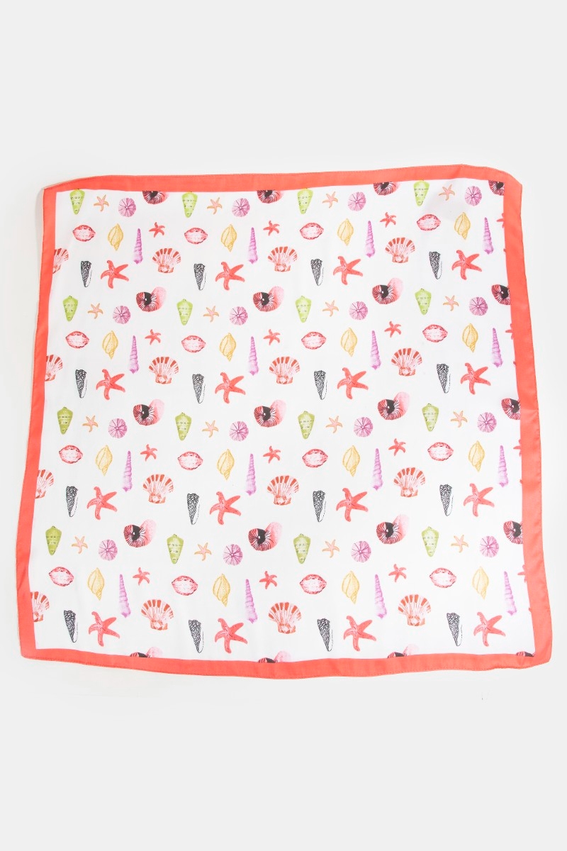 Sealife Multi Seashells Bandana Scarf