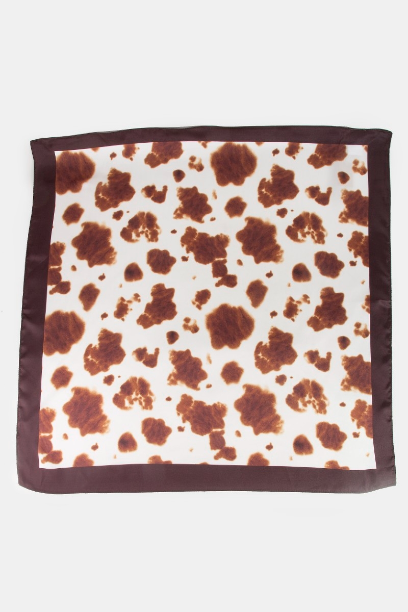 Brown Cow Print Square Bandana Scarf